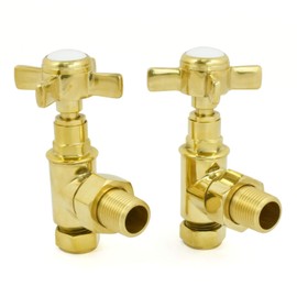 Hot Flow | Bayou Cross-Head Traditional Manual Radiator Valves (Pair) (Un-Lacquered Brass)