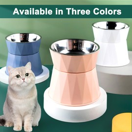 NAHANGPET Elevated Cat Bowls for Food and Water 2Pcs, Raised Cat Food Bowls Beneficial for Digestion, Resonable Height, Whisker-Relief, Easy to Clean, 13oz(Pink)