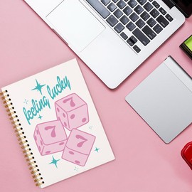 ShowDraven Preppy Spiral Notebooks for Teens Girls Christmas Back to School Y2K Hardbound Journal for College Student Hardcover Notebooks, Pink Notepad Diary for Preppy School Supplies 5.5x8.3 Inch