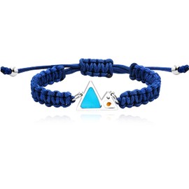 Uloveido Pulseras de cuerda trenzada hechas a mano con dije de semilla de mostaza de montaña unisex con triángulo azul, Poliéster, Resina