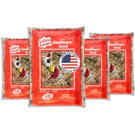 Valley Farms Striped Sunflower Wild Bird Seed 10 LB Pack of 4 (40 LB Total) for Outside Feeders, Striped Sunflower Seeds for Birds, Sunflower Wild Bird Food