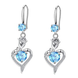 Drop Earrings for Women Girls, Dangle Earrings with Shiny Cubic Zirconia│Hypoallergenic Dangly Earring for Sensitive Ears│Rose Flower Earrings for Birthday Christmas