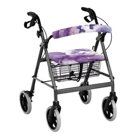 Luarisgur Purple Marble Rollator Walker Accessories Butterfly Pattern Walker Seat Covers for Ladies Universal Rollator Walker Seat and Backrest Covers Soft Walkers for Seniors with Seat Gift Covers