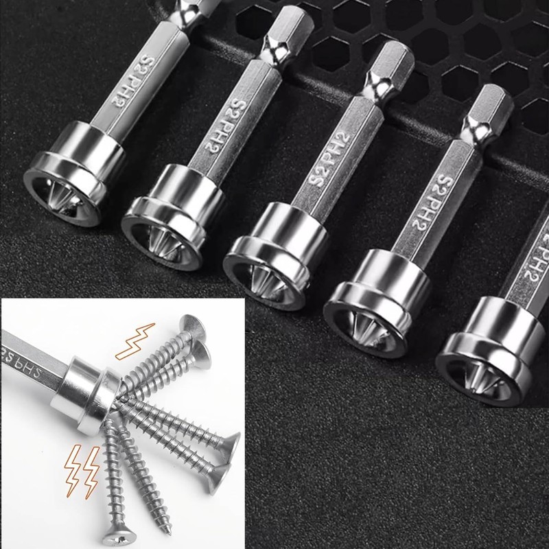 WADY 5 Pcs Magnetic Positioning Screwdriver Bits, Drywall Screw Setter