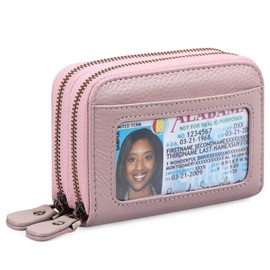 GAEKEAO Womens Credit Card Holder Wallet Genuine Leather Card Case RFID Blocking Small Blocked Purses for Women with Zipper Coin Purse