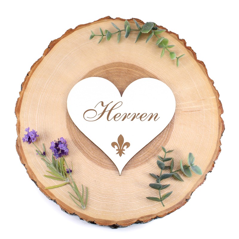 Decorative Door Sign Wooden Heart 13 x 12 cm (Men's)