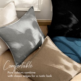 EMEMA Decorative Linen Throw Pillow Covers 20x20 Inch Black Boho Farmhouse Neutral Couch Throw Pillows for Bed Pack of 2 Accent Pillowcase Modern Sofa Cushion Livingroom Home