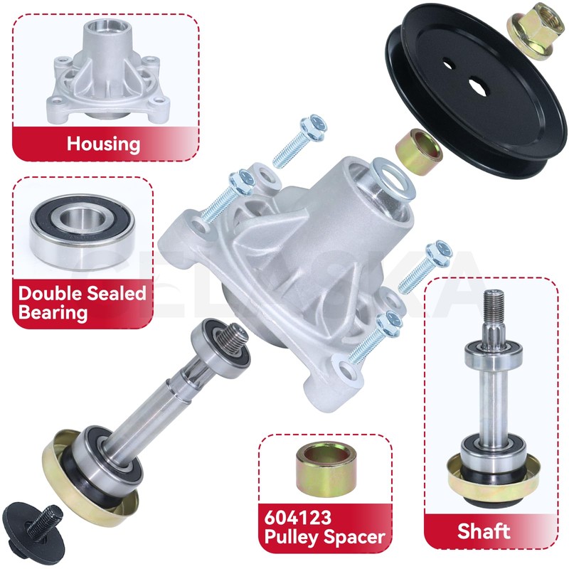 GELASKA 2 Pack 604214 Spindle Assembly with 603987 Spindle Pulley