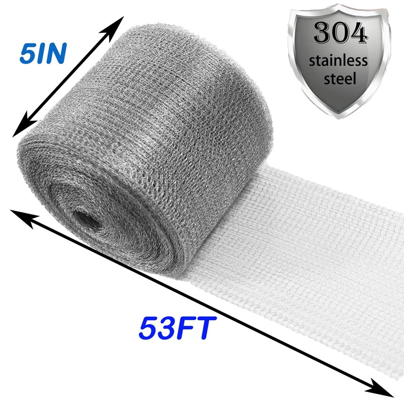 AWIORETON Wire Mesh for Mice Control 5IN X 53Ft,Hole Fill
