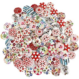Pack of 100 Painted Colors Round DIY Wooden Buttons for Sewing and Crafting 15mm Button