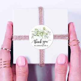 Greenery Thank You Mini Stickers, 1 Inch Wedding Bridal Baby Shower Party Favor Labels 120-Pack