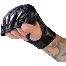 PEARL Sports Sparring Gloves: Set of 2 Half Finger Boxing Gloves with Ankle Padding, Large (Sanda Gloves, Half Finger Kickboxing Gloves)