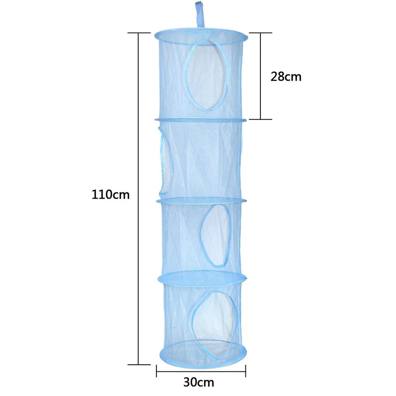 3 Pcs Hanging Mesh Space Foldable 3 Compartments Storage Basket