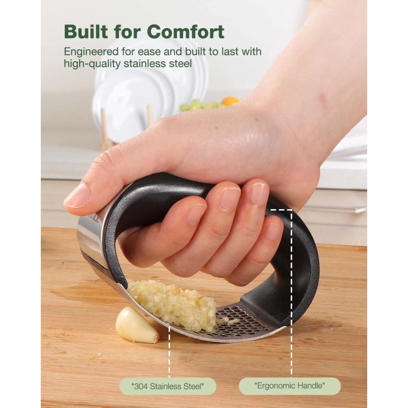 Vantic Garlic Press Rocker - Stainless Steel Crusher, Mincer and