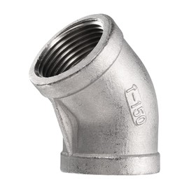 sourcing map 45 Degree Elbow Cast Pipe Fitting 1" NPT Female 304 Stainless Steel Elbow Fitting Thread Connector for Water Fuel Air Plumbing Applications