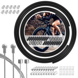 Universal Bowden Cable Set for Bicycle, 4 Bowden Cables (Gear Cable and Brake Cable) with 2 Outer Hoses and Cable Accessories, Repair Kit for Road Bikes