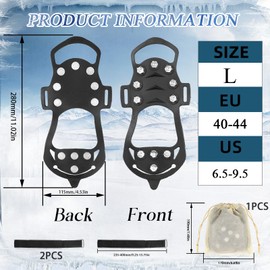 Spikes for Shoes Winter Size 35-47 Shoe Spikes Snow and Ice Spikes Shoes Shoe Claws Non-Slip Shoe Spikes Crampons for Men and Women