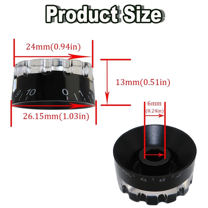 BEANPRECOY 4Pcs Notched Speed Knobs for Guitar - Volume &