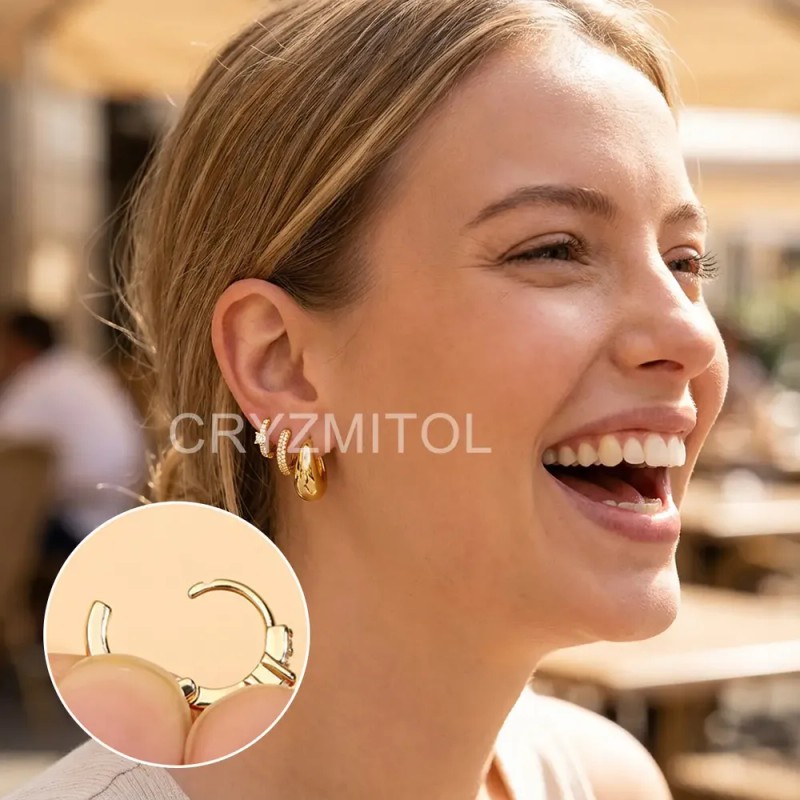 Cryzmitol 3pzs Aretes Mujer Niñas Oro Con Zirconias,joyería Moda Regalo