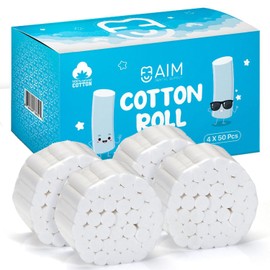 200(50×4) Dental Cotton Rolls - Nose Bleed Stopper - Nose Bleed Plugs for Kids or Adults - Highly Absorbent Gauze Rolls & Cotton Roll - Non Sterile 1.5 Inch Rolled Cotton Pads (200)
