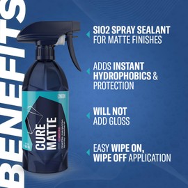GYEON Cure Matte 500 ml - Hydrophobic Ceramic Spray Sealant for Matte Paint, Vinyl, and PPF - Add Slickness, Water Beading, and SiO2 Protection - Easy to use Ceramic Sealant