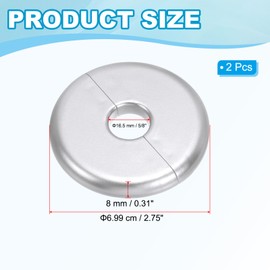 PATIKIL Wall Split Flange 0.65" (16.5mm),2 Pcs ABS Round Self-Adhesive Escutcheon Plate Buckles Water Pipe Covers for Kitchen Bathroom Arm Pipe Faucet Decoration, Silver