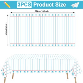 3PCS Back to School Party Tablecloth for Kids Welcome Back to School Gatherings Large Plastic Waterproof Notebook Tablecloth Cover for First Day of Classroom gathering Decor Supplies,54 x 108 Inch
