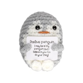 GroveEss Mini Cute Positive Penguin,Funny Emotional Support Knitted Penguin with Positive Card,Pocket Cheering Crochet Doll Encouragement Gifts Family Friends Birthday Party Decoration