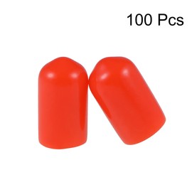 uxcell 100pcs Rubber End Caps 7mm ID Vinyl Round Tube Bolt Cap Cover Thread Protectors Red