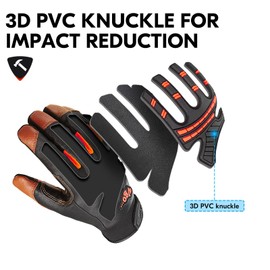 Vgo... GA8954 Mechanics Gloves, Work Gloves, Rigger Gloves, Heavy Duty, Anti-Vibration, Anti-Abrasion, Goatskin, Touchscreen