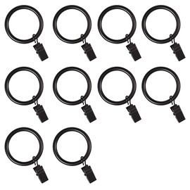 Tigre Amore Sliding Rings Curtain Clips Curtain Ring Liner (Set of 10, Black)