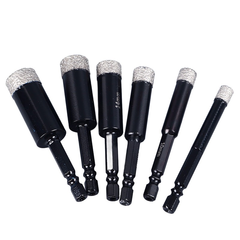 6Pcs Dry Diamond Drill Bit Kit 8 10 12 14