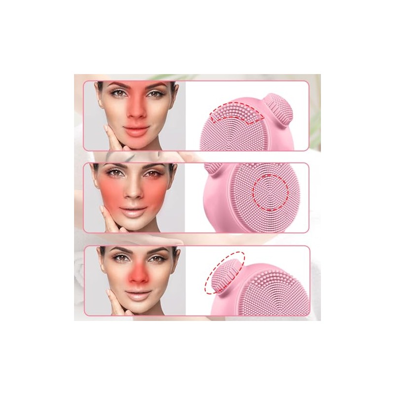 Cepillo Limpiador Facial de Silicona, Función de Luz Roja y