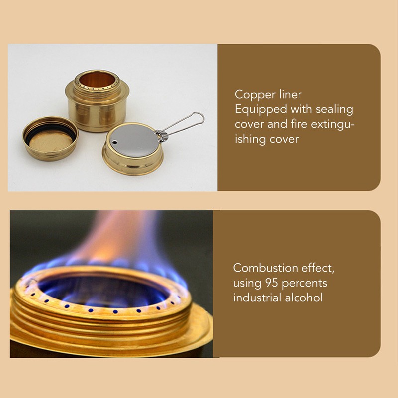 Spirit Burner Copper Windproof Portable Aluminium Alloy Alcohol Backpacking Stove
