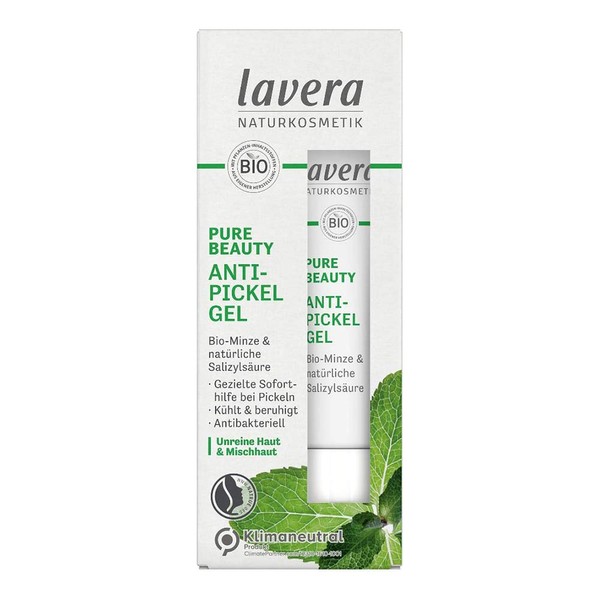 Lavera Pure Beauty Anti Pimple Gel - Vegan - Natural Cosmetics - Cools and Soothes Instantly - Organic Mint and Natural Salicylic Acid - Climate Neutral - No Preservatives - Paraben Free - 15 ml