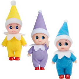 Pack of 3 Christmas Elf Doll for Boys Girls Children, Santa Mini Elves Christmas Dolls Tiny Baby Elf Doll, Christmas Small Elf Figures Baby Elf Doll Gift for Christmas Stockings Stuffers
