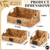 Wonderjune 4 Pcs Water Hyacinth Storage Basket Set Wicker Rattan