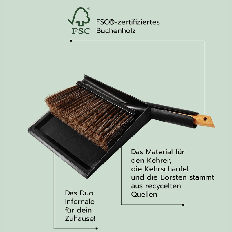 cleangang Hand Brush and Dustpan Beech Wood Black 30cm x