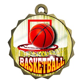 Express Medals Basketball Gold Medal Trophy Award with Neck Ribbon D214-FCL412 50PK