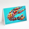 Caroline's Treasures Lucy the Crawfish in blue Greeting Cards Pack