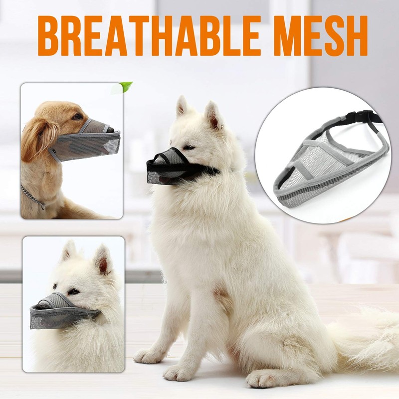 Dog Muzzle - Soft Nylon Adjustable Breathable Mesh Mask, Mouth
