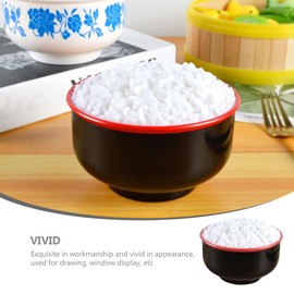 HOMSFOU Artificial Rice Display Prop Realistic Fake Cooked Rice Model in Bowl for Home Tabletop Decorations Photography Props Kitchen Displays Present for Artists