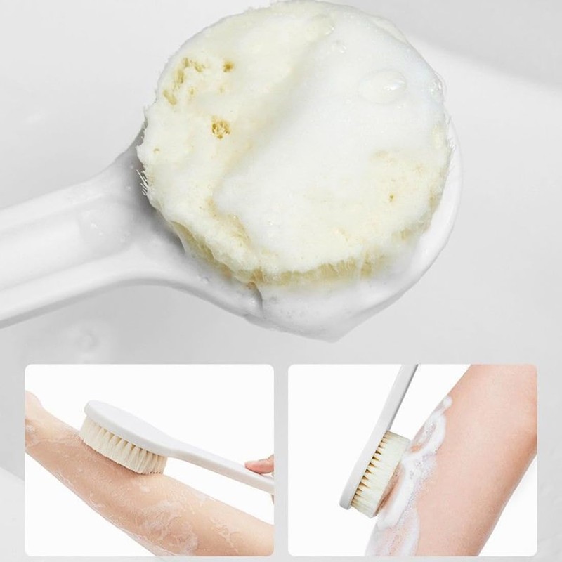 KUNANG ボディブラシ、背中専用 すっきりブラシ、背中ブラシ、ロンブラシ、滑りにくい 洗いやすい、ャワーブラシ、柔らかい毛