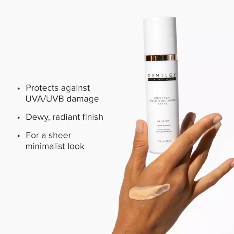 DRMTLGY 유니버설 틴티드 모이스처라이저 SPF 46 ？ 산화아연과 옥티녹세이트가 함유된