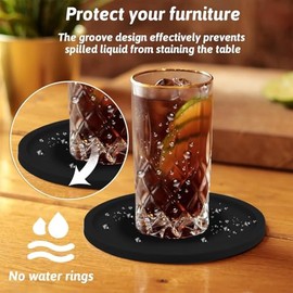 12PCS Posavasos para Mesa con Soporte, Portavasos de Silicona Antideslizantes, Posavasos para Bebidas Proteccin para Mesa para Vasos de Todos Los,... 