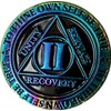 2 Year AA Medallion Reflex Rainbow Plated Black Sobriety Chip
