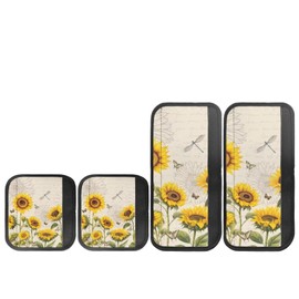 Hinthetall Sunflower Dragonfly Door Handle Covers for Microwave Fridge, Set of 4, Washable Protect Your Microwave Refrigerator Oven Door Handles, Anti-Skid