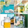 LABRIMP 4pcs Stainless Steel Mason Jar Lids with Straw Hole