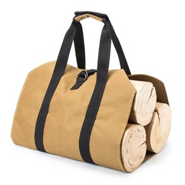 Saijer Canvas Firewood Bag, Canvas Firewood Log Carry Bag, Waterproof Foldable Firewood Carry Bag, Firewood Storage Bag, Portable Firewood Basket, Wood Basket for Garden, Fireplace