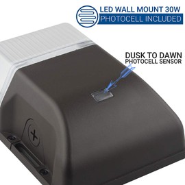 dephen 30W LED Wall Pack with Photocell, Dusk to Dawn Outdoor Lighting 5000K, 4050Lm Mini Wallpack Light, AC100-277Vac IP65 Exterior Security Lamp (UL-Listed)